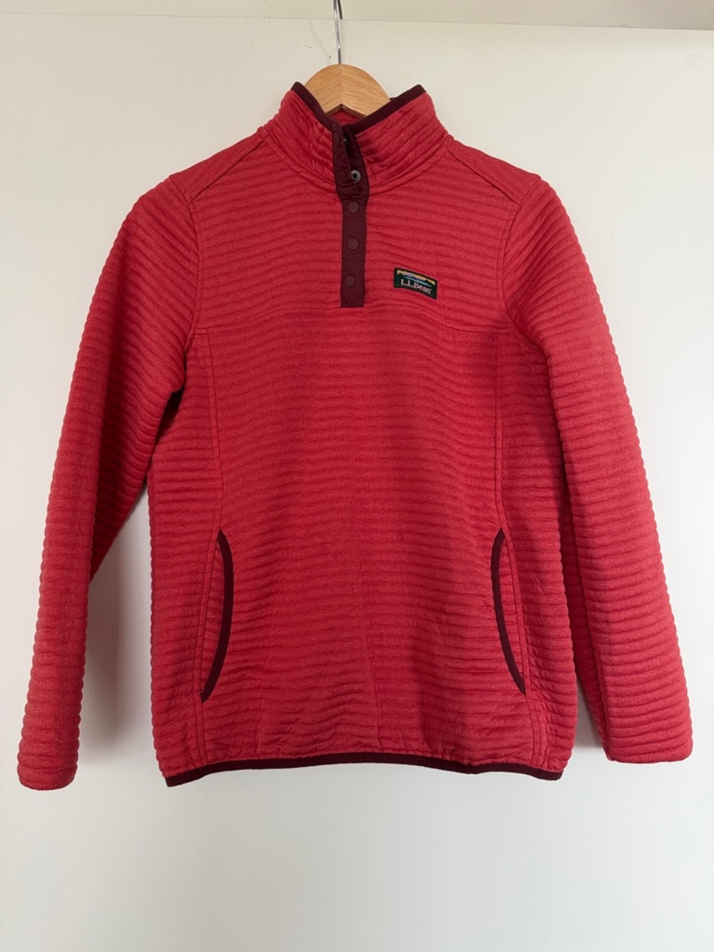 LL Bean Pink Airlight Quarter-Snap Fleece Pullover